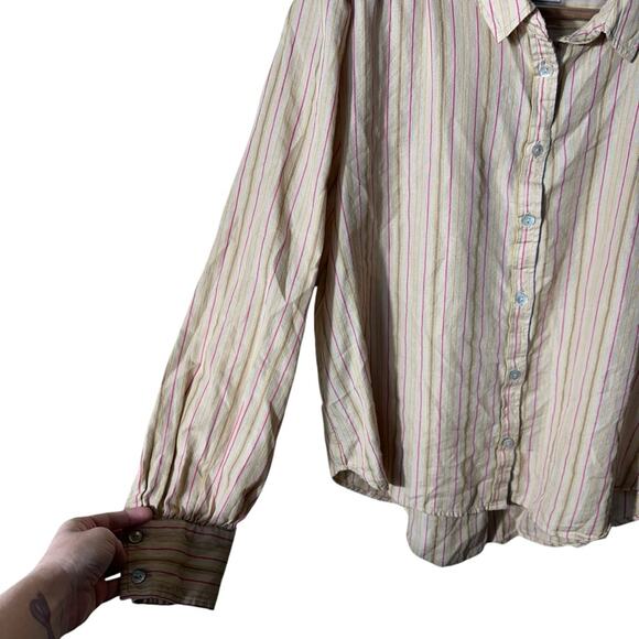 Faherty Byrd Button Down Top in Sitka Stripe Size Large - Picture 6 of 11